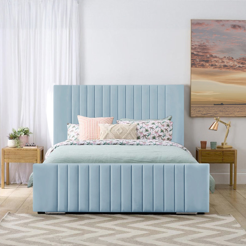 Aerys Upholstered Bed, Small Double (4'), Sky Blue