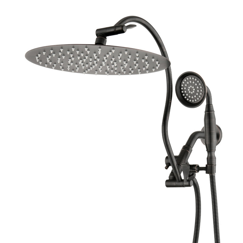 Bras de douche pivotant avec douchette Rainfall, Bronze huilé