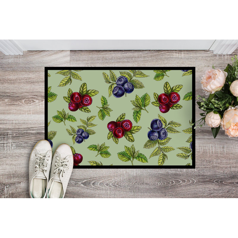 Tapis d'extérieur antidérapant Berries, Vert, L 27 po x L 18 po 