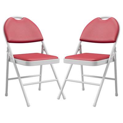 Folding Chairs 2 Pack with PU Leather Padded Cushion, Metal Commercial Stackable Guest Chairs