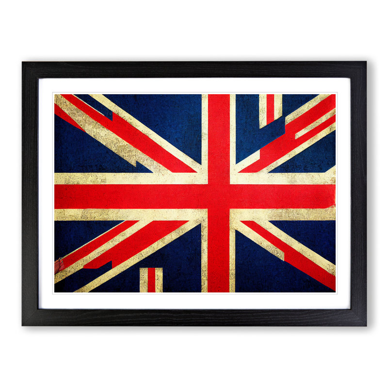 Abstract Union Jack Flag Vol.6 - Framed Print, Black, 25cm H x 34cm W x 2cm D