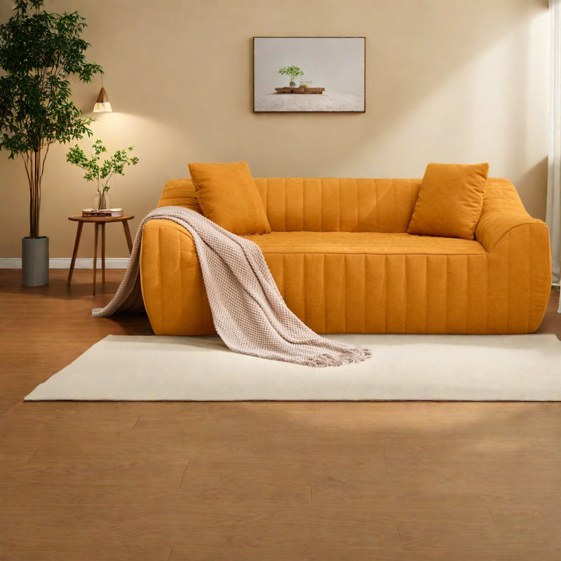 Canapés compacts deux places à compression, causeuse en similicuir, canapé moderne et compact pour la maison, Orange