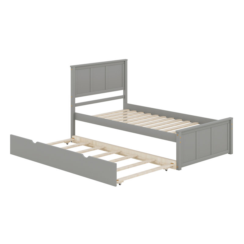 Platform Bed With Trundle, Gray