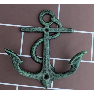 Paquet de 2 crochets muraux double ancre en fonte rustique Verdigris Sailor