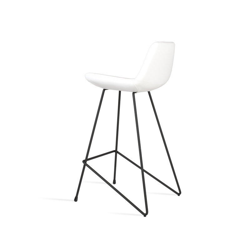 Tabouret de bar et de bar pour chat Pera, Tabouret de comptoir (siège d'une hauteur de 24 p, Simili cuir blanc