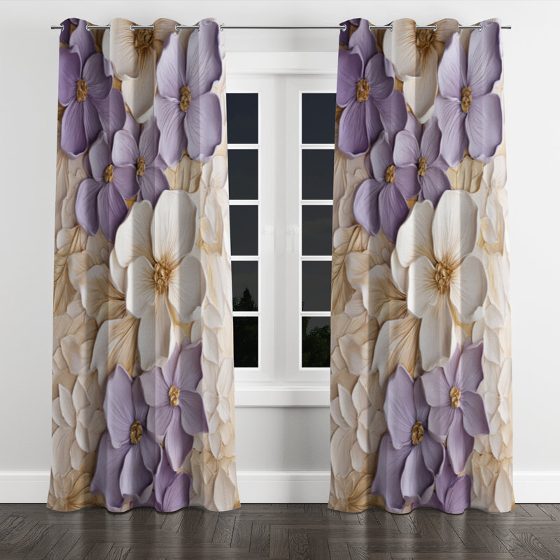 Minimalisme mauve et blanc - rideau occultant avec œillets - 1 panneau, L 52 po x L 84 po