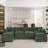 Modern Chenille Loveseat Sofa Couch With Ottoman-1360277072-1360277066