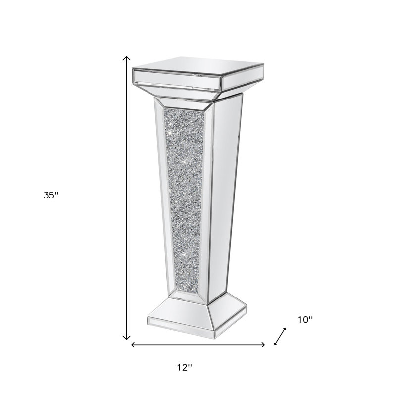 Table d'appoint 35 "en verre miroitant et faux cristaux