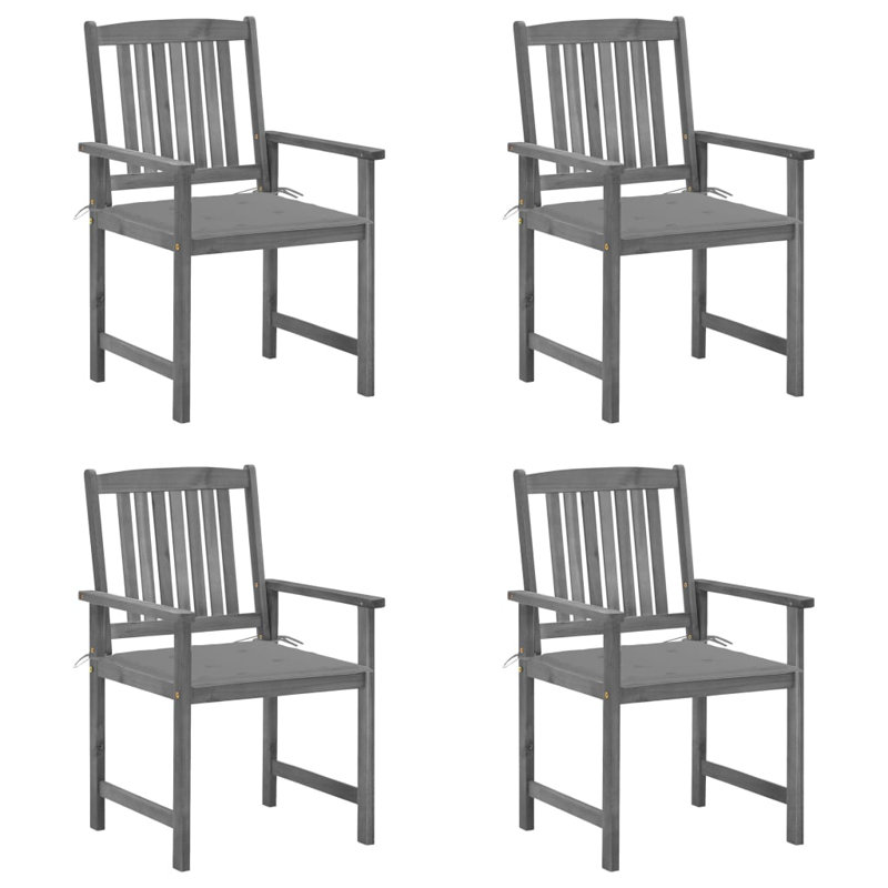 Chaise de patio en acacia avec coussin, gris, gris