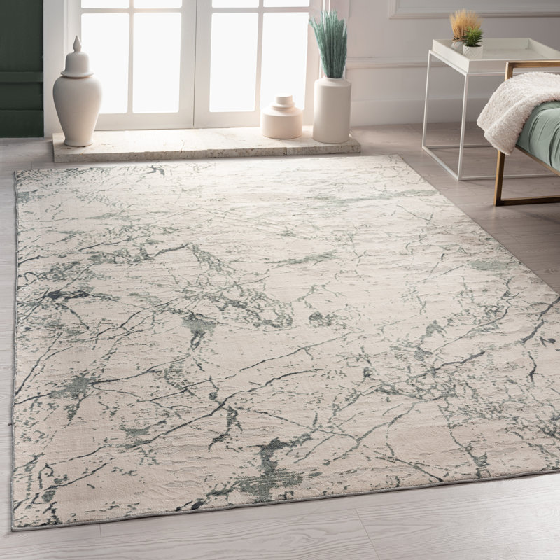 Tapis contemporain neutre en marbre Neutral, Rectangle 1 pi 10 po x 3 pi