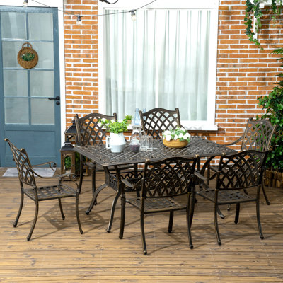 Piner 6 - Person Patio Dining Set with Rectangular Table , Cushions Included