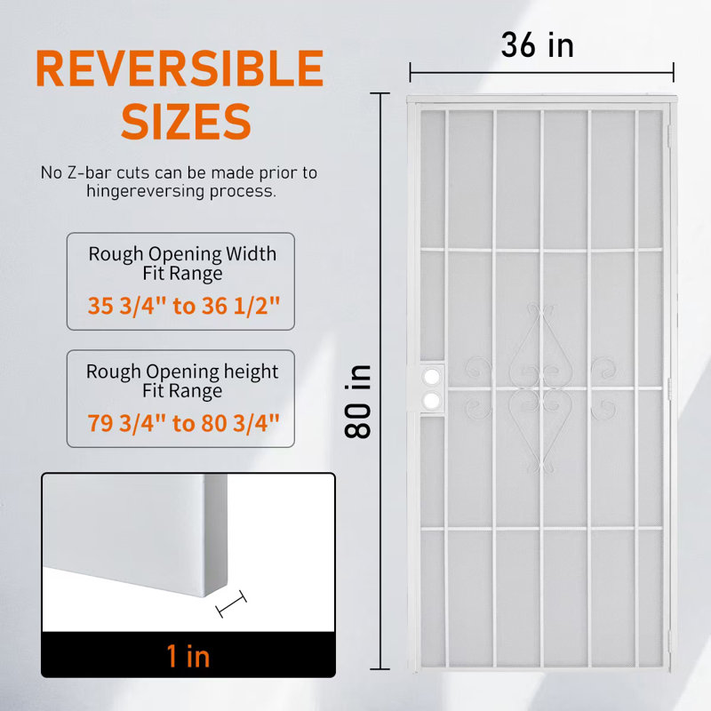 Grisham 36×80inch Security Screen Door，white