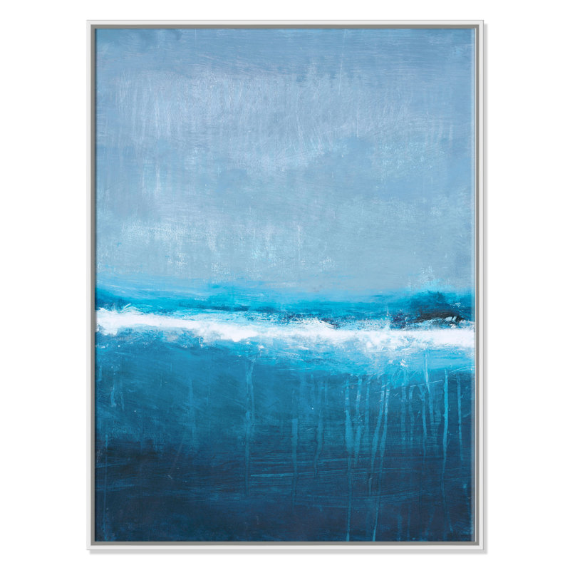Coastal Horizon 1 - Cadre flottant, reproduction d'art sur toile, H 28 po x l 22 po x P 2 po, Cadre argenté