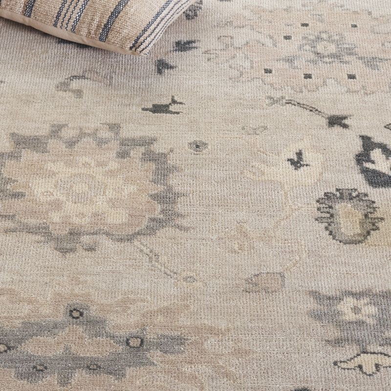 Oushak Oriental Hand Knotted Wool Gray Area Rug, Rectangle 6' x 9'