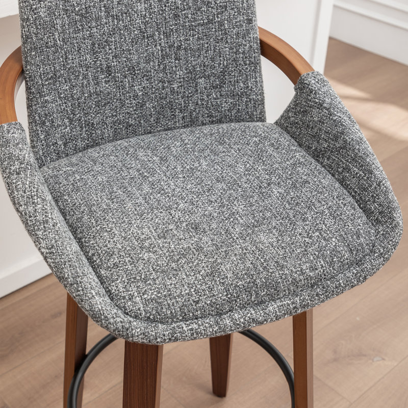 Swivel Upholstered Counter Stool, Counter Stool (63.5cm Seat Height), Light Grey