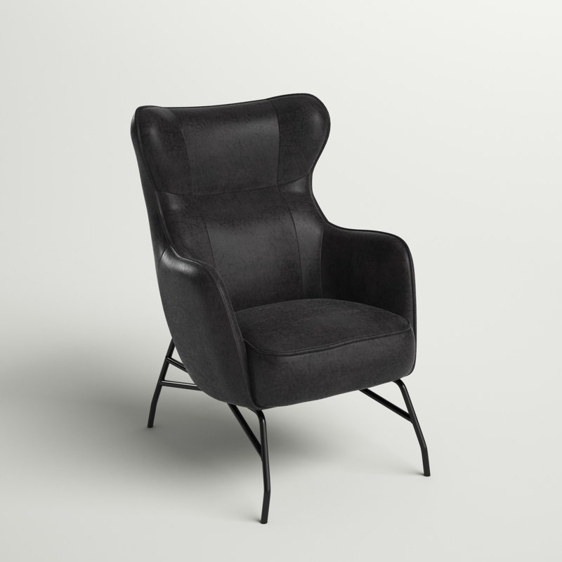 Colm Upholstered Wingback Chair, Black
