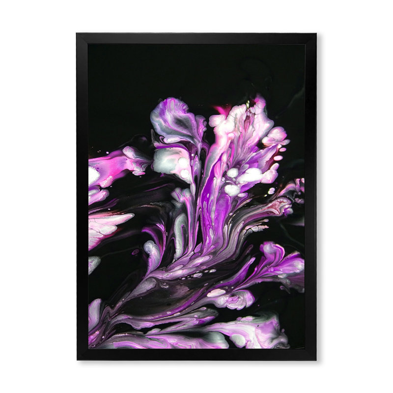 Mauve mixte abstrait fluide - décoration murale moderne en toile, Impression noire sur toile encadrée