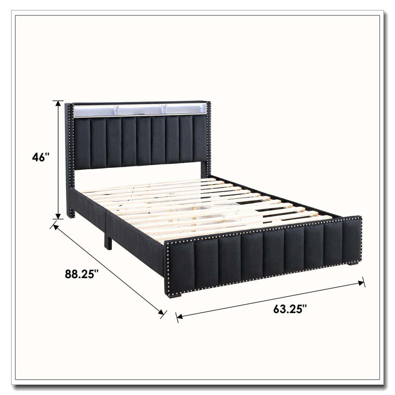 Rangement de lit, Noir, Grand
