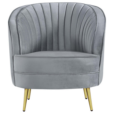 Chaise capitonnée grise et dorée