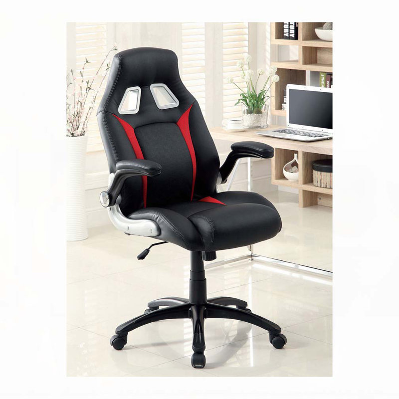 Chaise de bureau contemporaine rembourrée à hauteur pneumatique avec pieds réglables