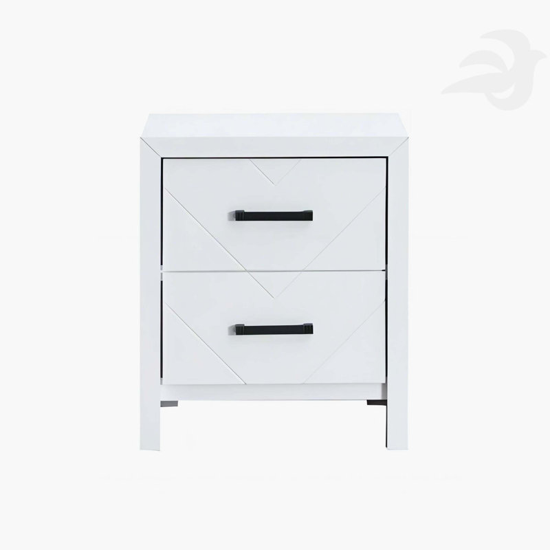 2 Drawer Nightstand White, White