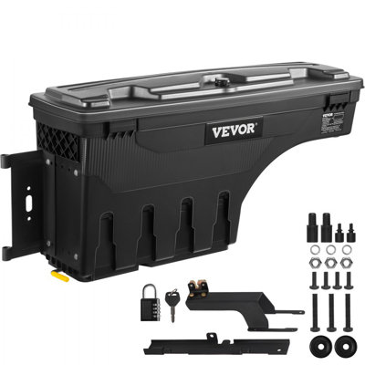 Boîte de rangement pour camion, coffre verrouillable avec cadenas à mot de passe, boîte à outils en ABS de 6,6 gallons / 25 L, imperméable et durable, compatible avec Ford F-150 2015-2021, côté conducteur