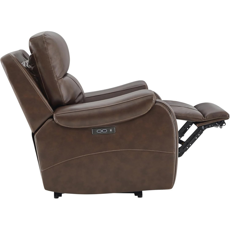 Power Zero Gravity Recliner – Genuine Leather, Adjustable Headrest, Hidden Cupholders, USB & Type-C, Dark Brown, Brown