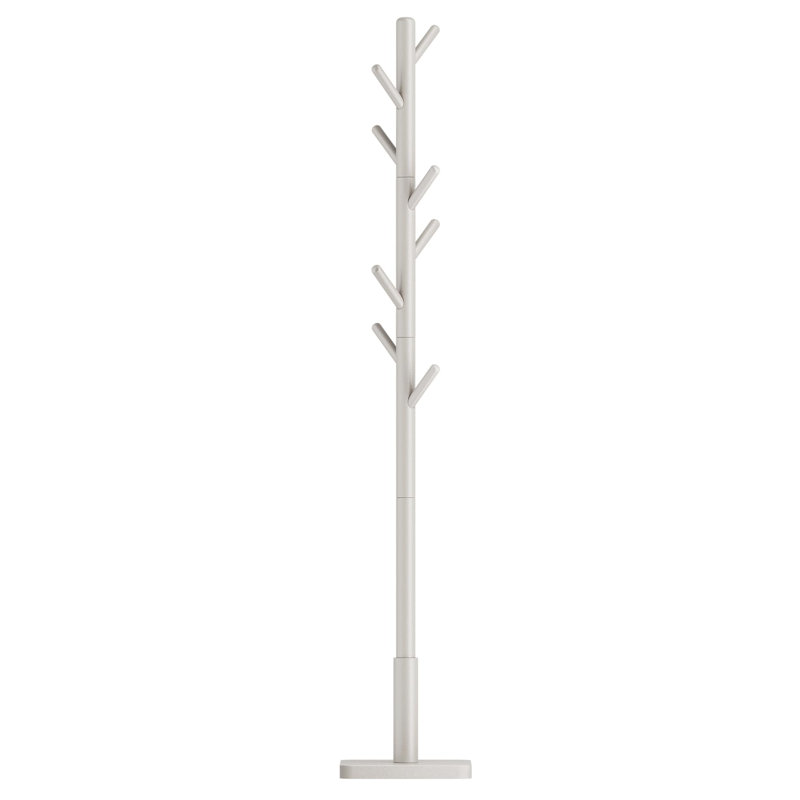 Trikomou Solid Wood 8-Hook Freestanding Coat Rack , Light Gray