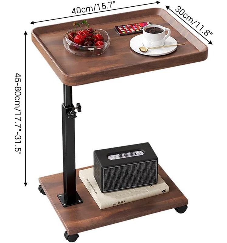 Table d'appoint en forme de C pour tables pivotantes à 360 ° avec structure en métal et finition imperméable et résistante aux égratignures pour le salon, la chambre à coucher