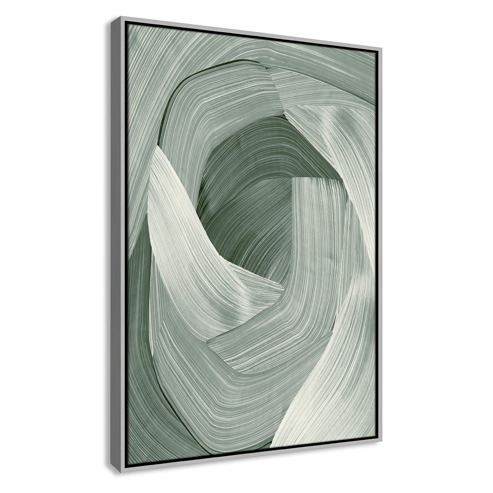 Enriched Emerald - Floater Frame Graphic Art Print on Canvas, Silver , 37.5" H x 25.5" W