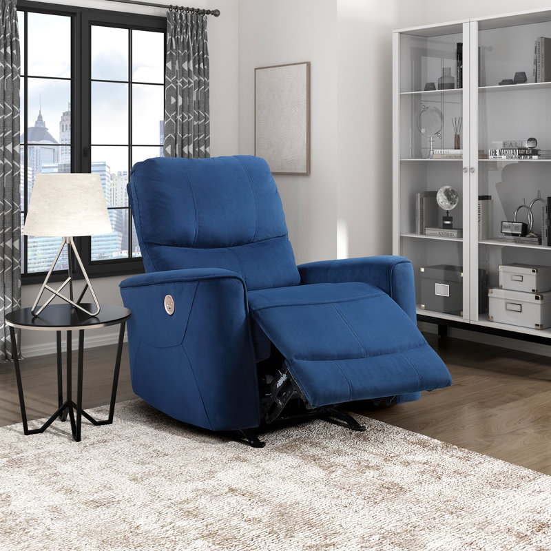 Chaise berçante inclinable 35 po Dille, Velours marine