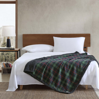 Eddie Bauer Printed Flannel/Sherpa Throw Blankets