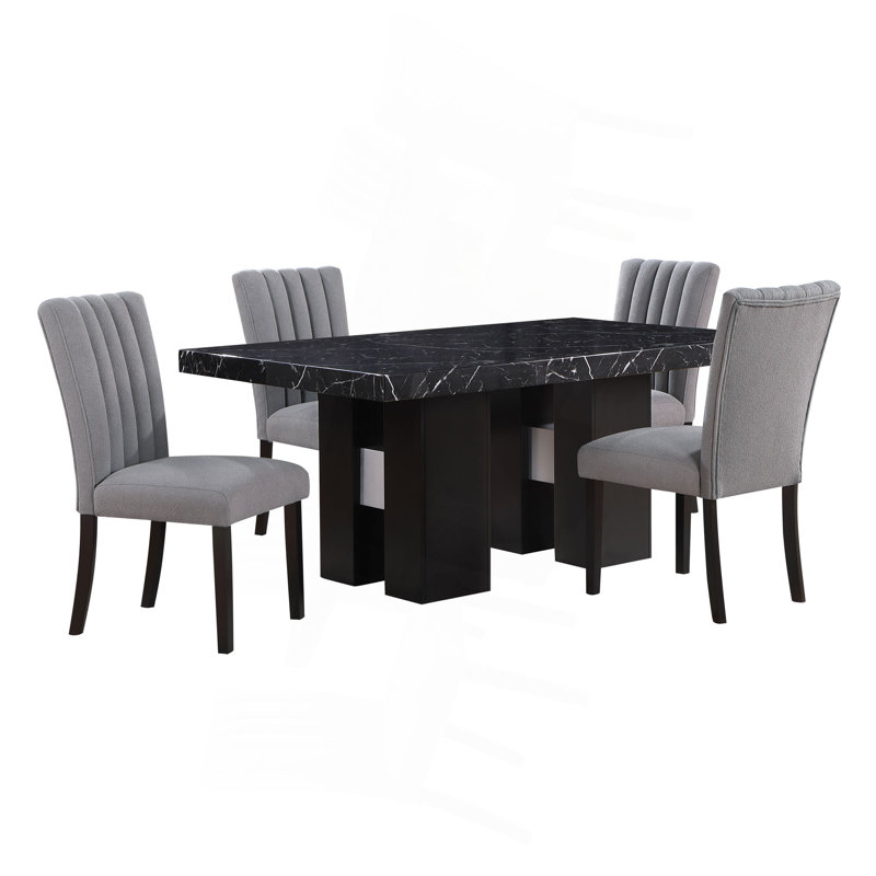 5PC DINING TABLE SET W GREY CHAIRS