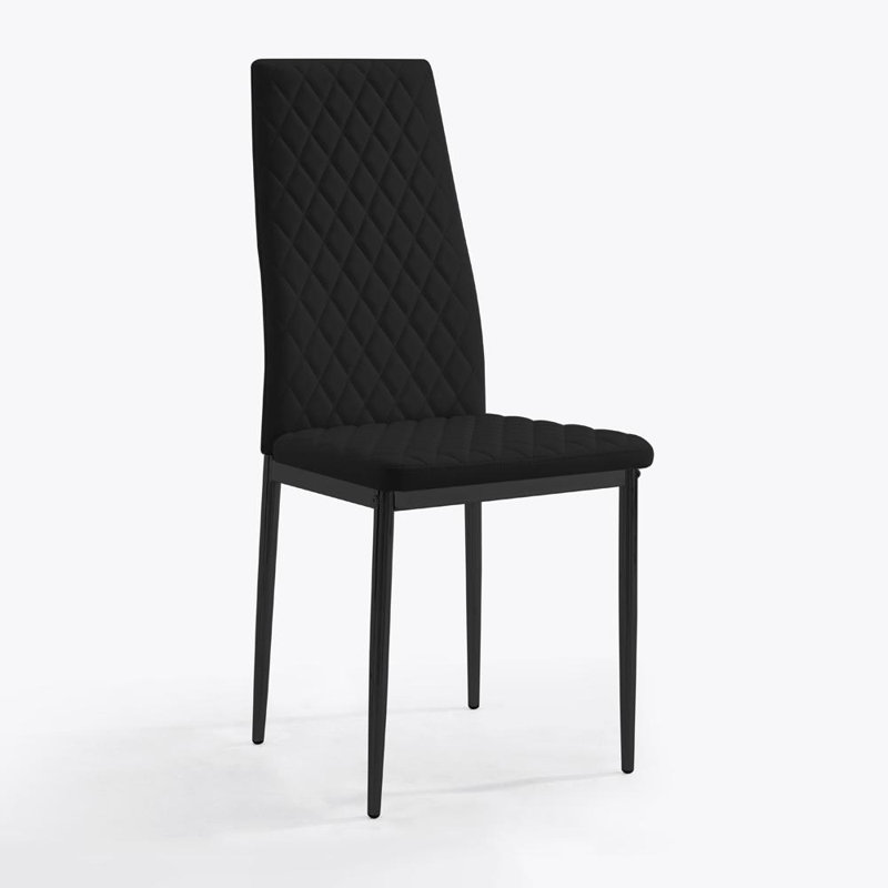 Dannah 48cm H Upholstered Upholstered Back Side Chair, 4, Black, Black