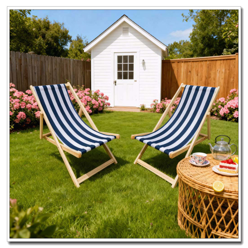 Ensemble de 2 chaises longues pliantes Populus