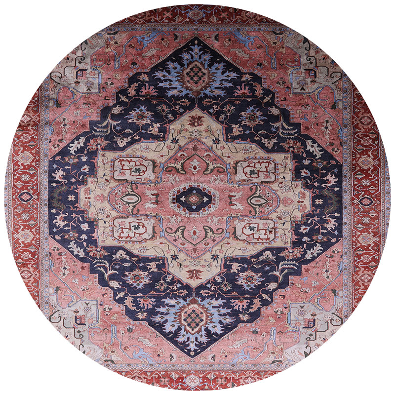 Tapis brun à motif oriental, Rond 8 pi