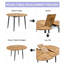 Table And Chair Set.modern Extendable Mdf Dining Table.paired With 6 Chairs With Soft Suede Cushions And Black Metal Legs.