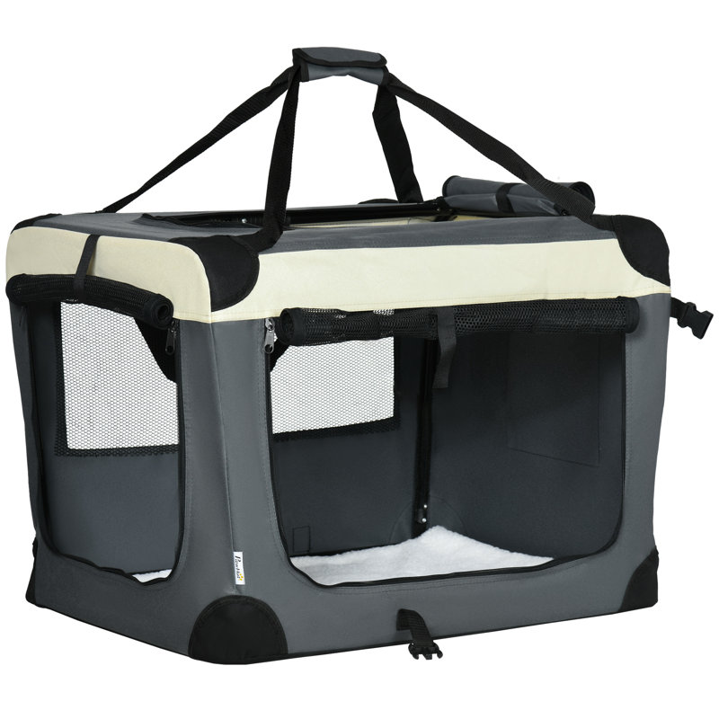 Steel Collapsible Pet Carrier with 1 Door, Grey, 50cm H x 70cm W x 51cm D