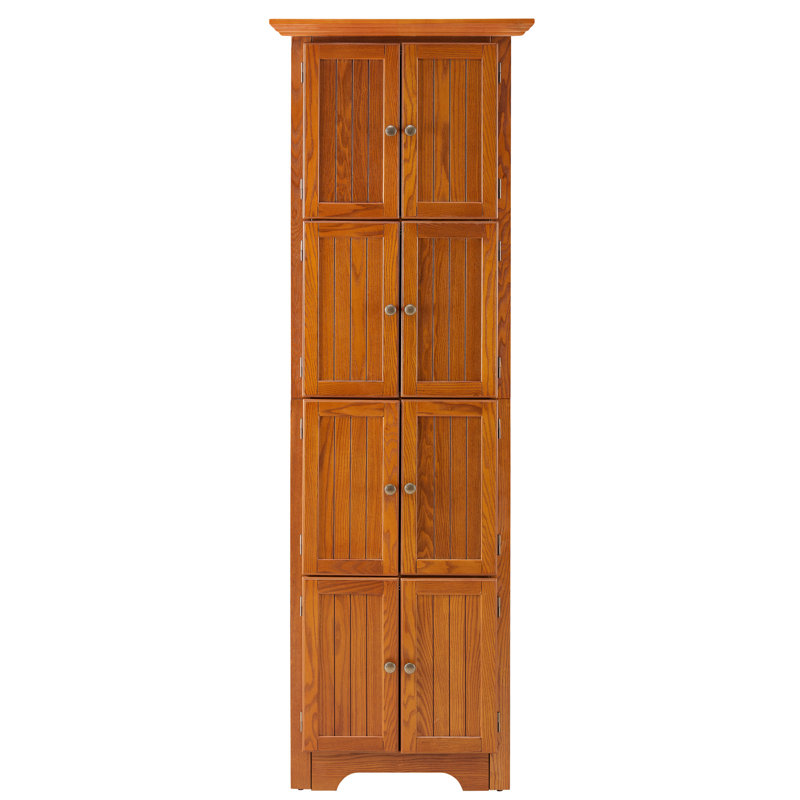 Armoire garde-manger à 4 coins - Maximisez l'espace de rangement Fabrication de finition antique en chêne pour l'unité de cuisine de 72 po avec poignées en métal American Home