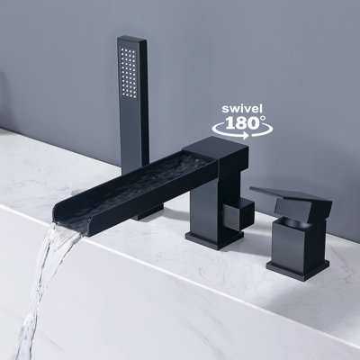 Robinet de baignoire cascade pivotant à fixation sur le comptoir à poignée simple