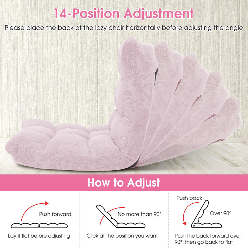 Chaise de plancher pliante avec dossier, Rose clair