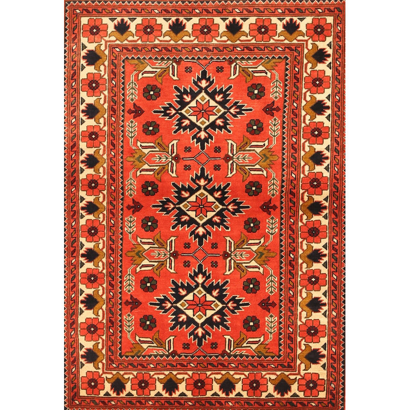 Tapis traditionnel orange / beige Trabelsi, Rectangle 5 pi x 8 pi