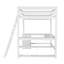 Lit mezzanine double avec bureau en U, tiroirs et tablettes de rangement, structure de lit mezzanine peu encombrante, blanc