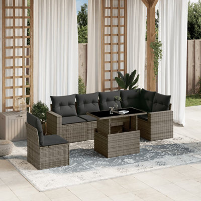 Ensemble de canapé de jardin Vidaxl PE rotin gris, acier thermolaqué grand modulaire