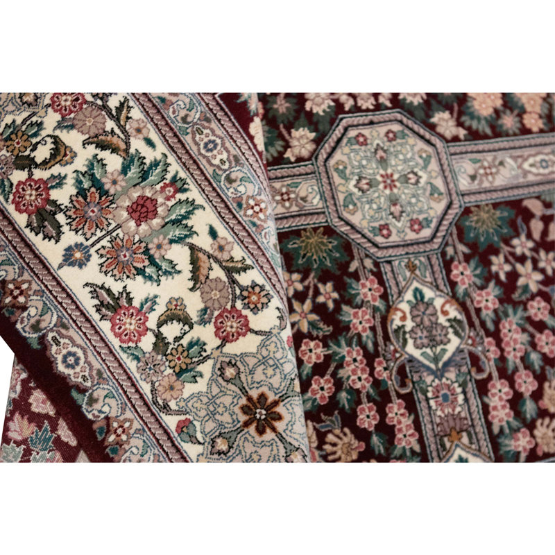 Hand Knotted Wool Oriental Area Rug in Plum And Ivory