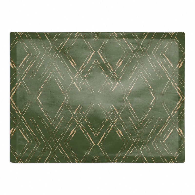 Napperon en coton 14 po Diamond, Vert/doré
