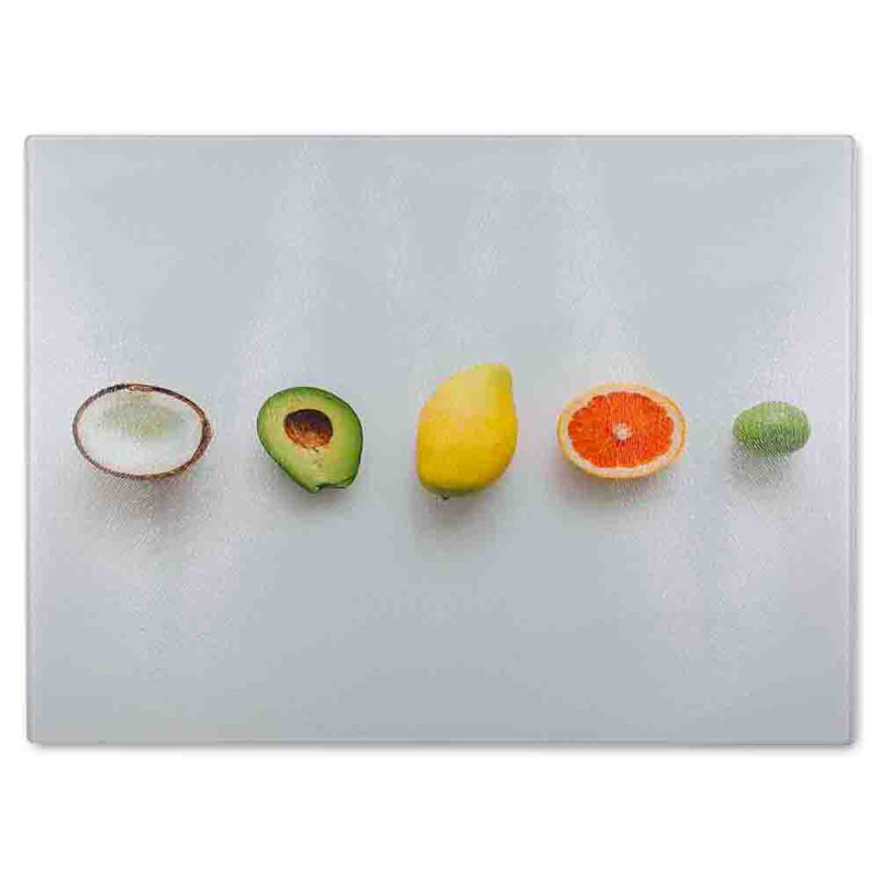 Selection Of Fruit Glass Chopping Board, 40cm L x 28cm W