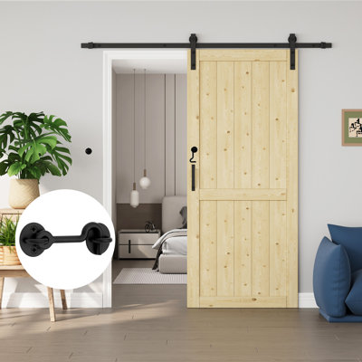 84"H Sliding Barn Door Solid Fir Wood Interior Closet Pantry Doors with Hardware Kit(Included Lock)