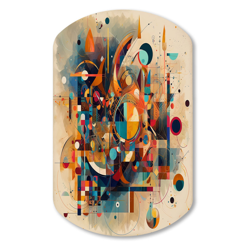 Orange Retro Vibe Background V - Geometric Cylinder Metal Wall Art, Orange Asymmetrical Metal Art Print, 31" H x 19" W x 1" D