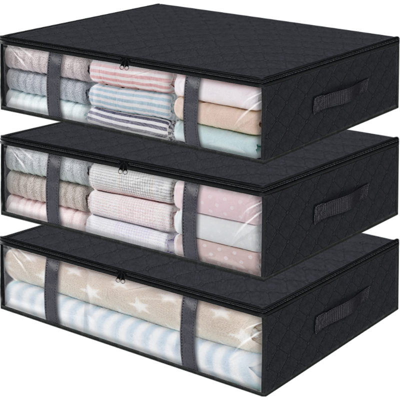 Bacs de rangement, ensemble de 3 vêtements, sacs de rangement pour couvertures pliables, contenants de rangement sous le lit pour l'organisation